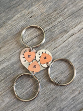 Load image into Gallery viewer, Gift For Mom, Gifts For Mom From Daughters, Mothers Day Gift, Personalized Mom Gift, Hand Stamped heart puzzle piece key chain set, mom
