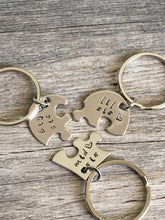 Load image into Gallery viewer, Stainless Steel Three Sisters Heart Puzzle Piece Key Chain Set
